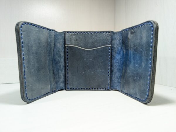 Wallet - Trifold in Leather by Be Savage Crafted - inside - Light Blue