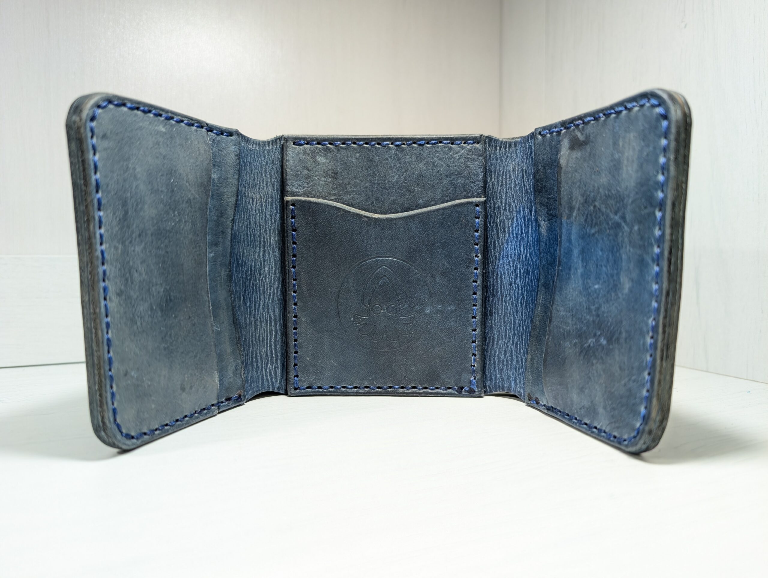 Wallet - Trifold in Leather by Be Savage Crafted - inside - Light Blue