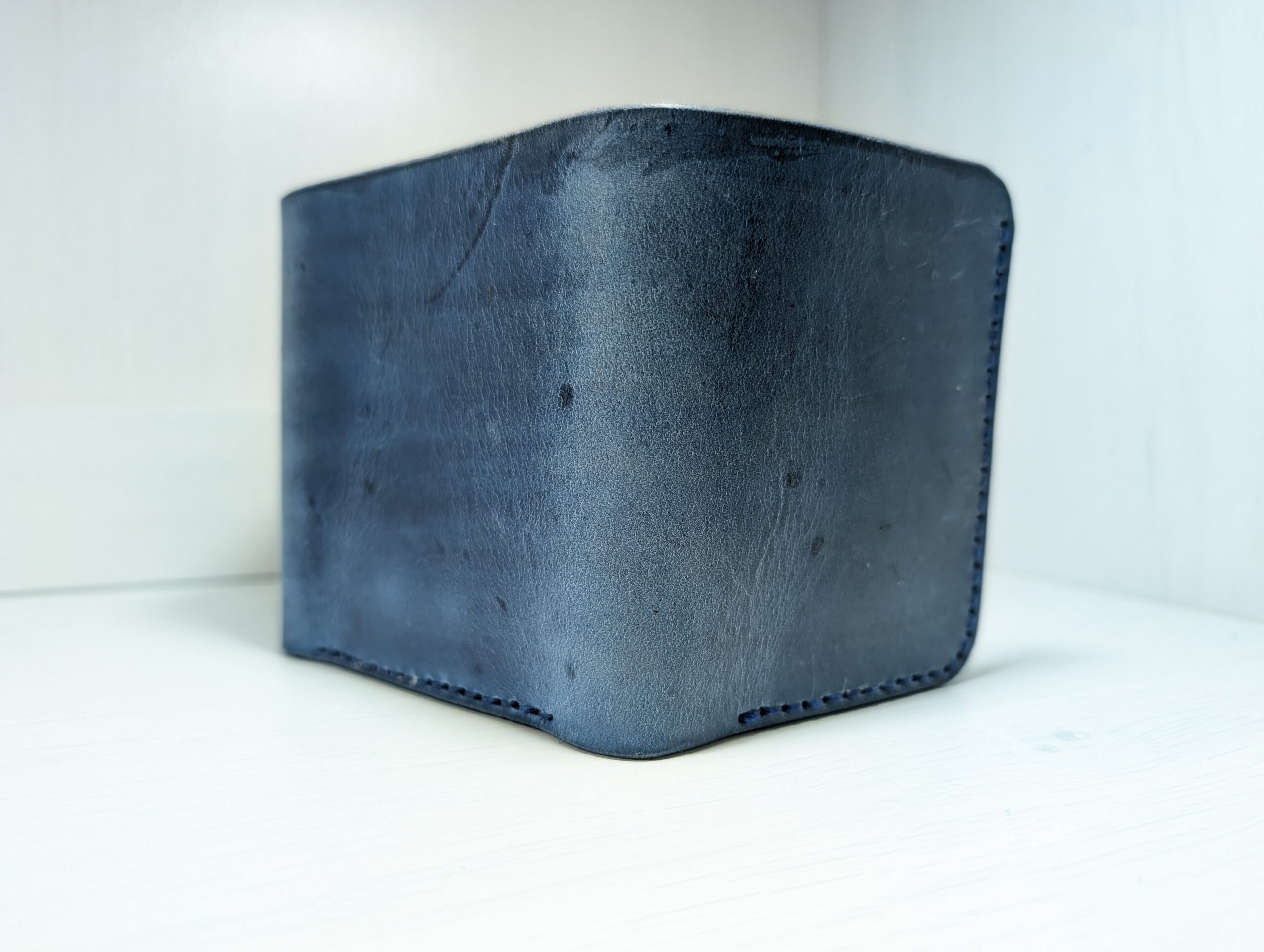 Wallet - Trifold in Leather by Be Savage Crafted - left front and back - Light Blue