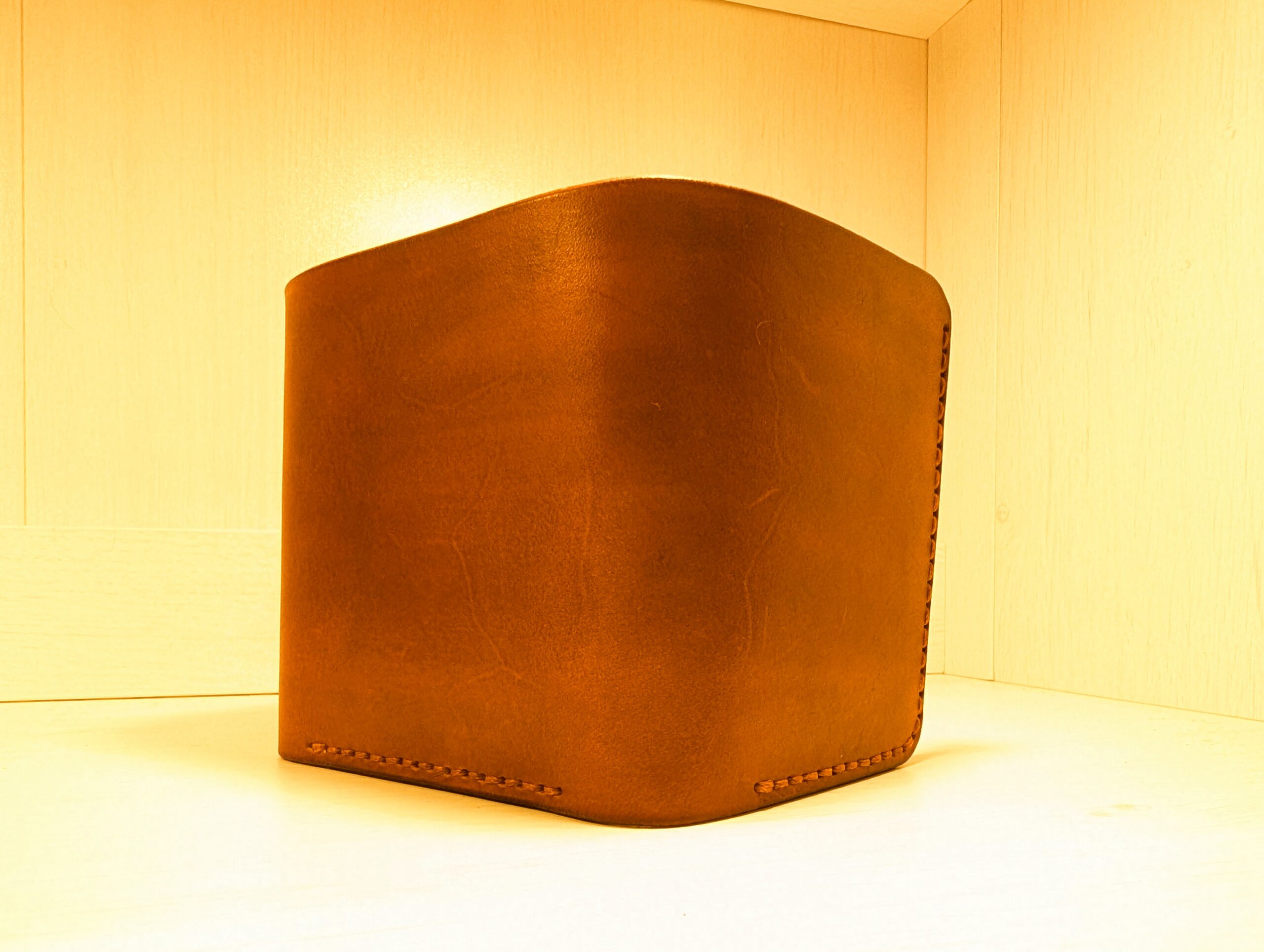 Wallet - Trifold in Leather by Be Savage Crafted - left front and back - Light Tan