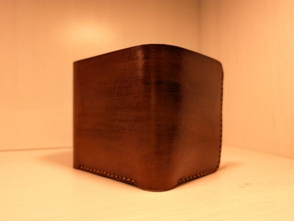 Wallet - Trifold in Leather by Be Savage Crafted - left front and back - Dark Tan