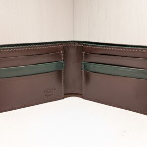 Luxury Brown and Green Handmade Leather Wallet by Catalin Neagu - inside