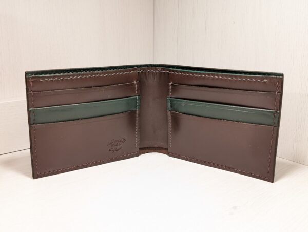 Luxury Brown and Green Handmade Leather Wallet by Catalin Neagu - inside