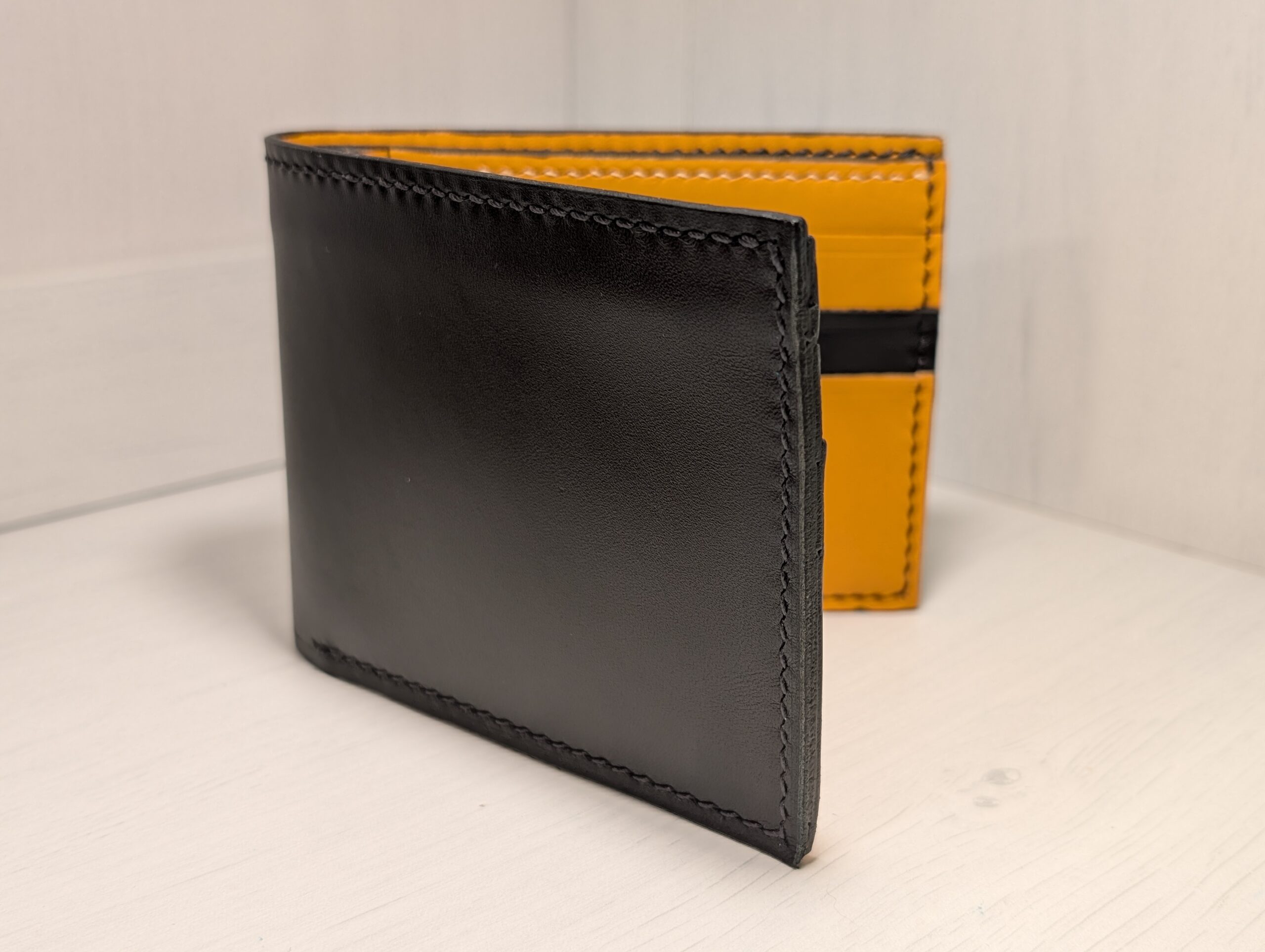 Luxury Handmade Black and London Tan Leather Wallet by Catalin Neagu - front