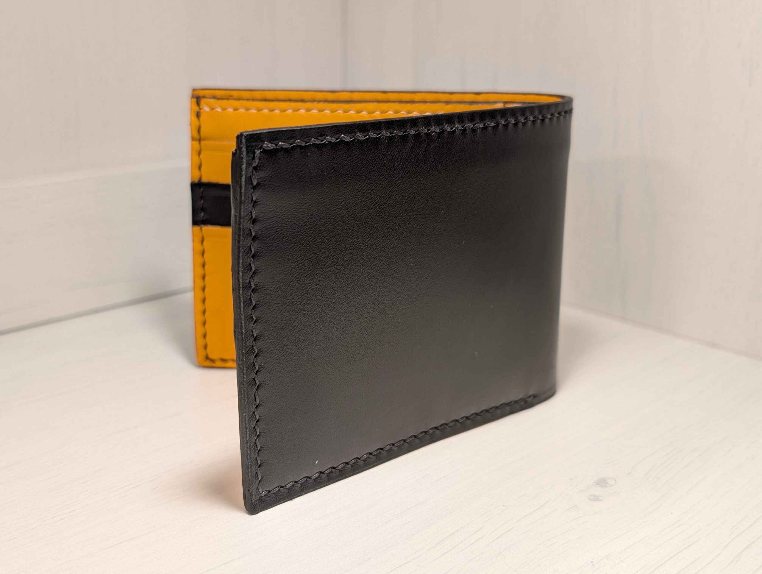 Luxury Handmade Black and London Tan Leather Wallet by Catalin Neagu - back