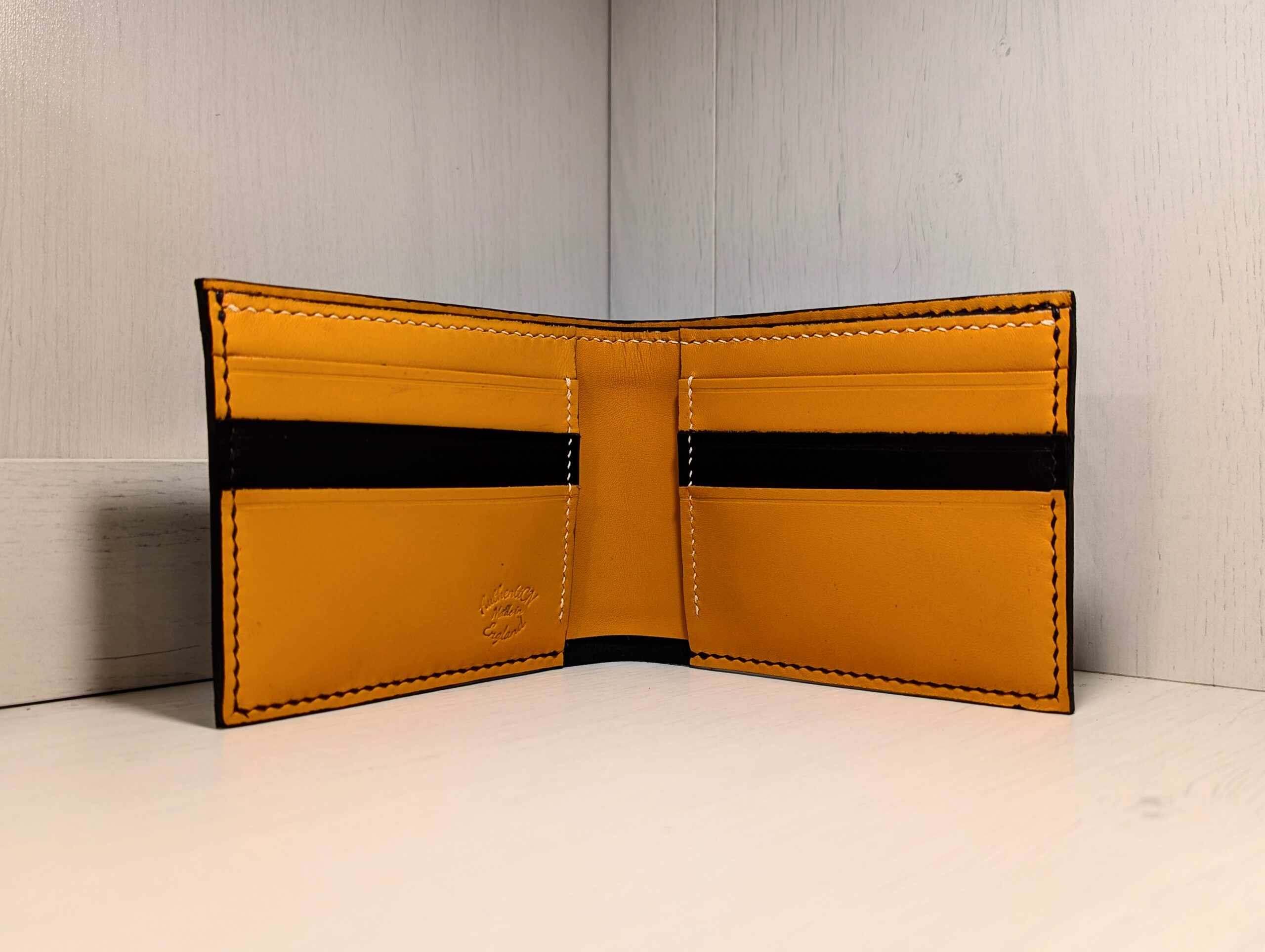 Luxury Handmade Black and London Tan Leather Wallet by Catalin Neagu - inside