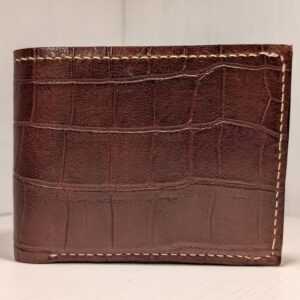 Luxury Handmade Brown Croc Print Leather Wallet - front