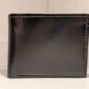 Luxury Handmade Shiny Black Leather Wallet - front