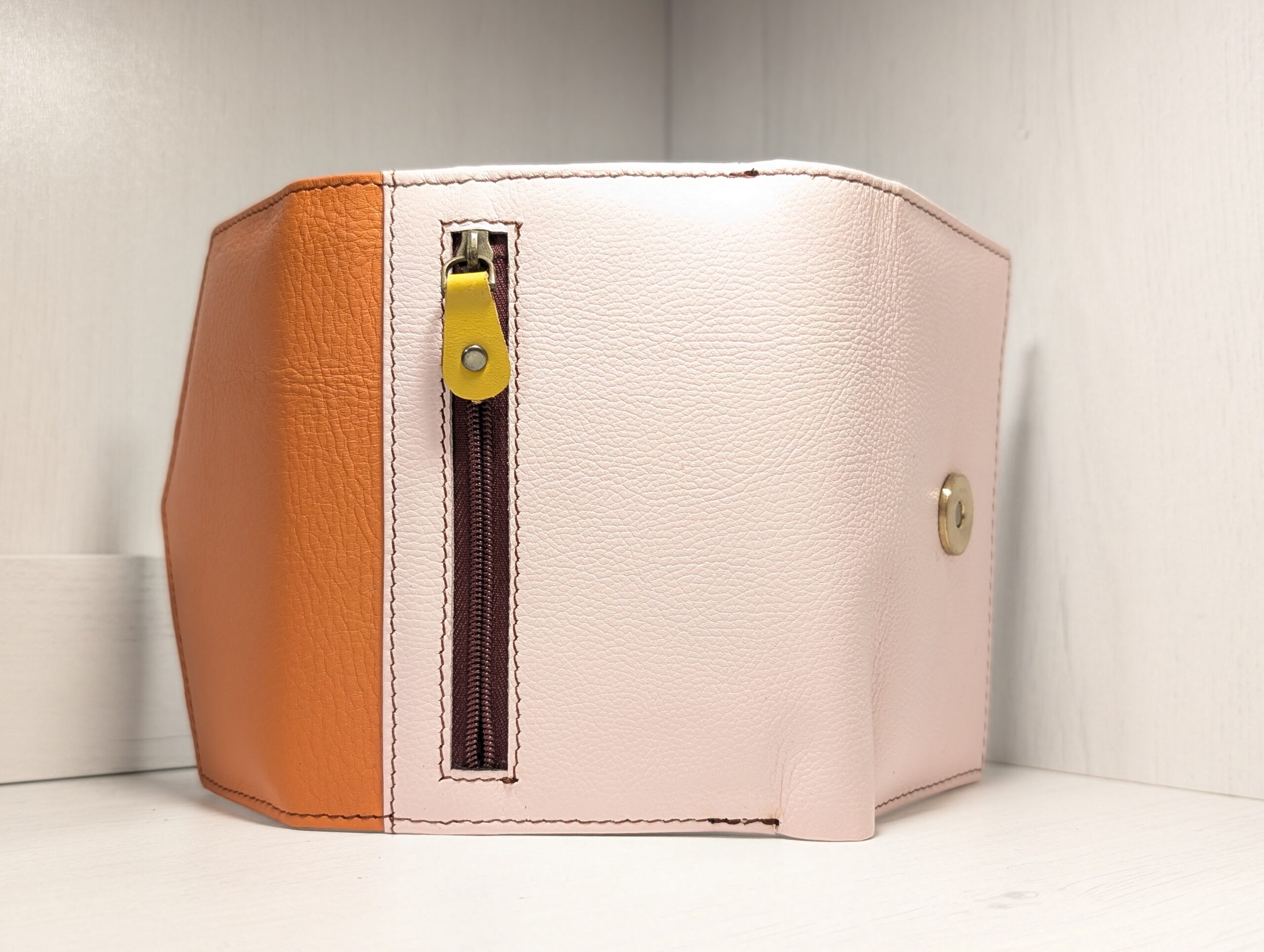 Flap Purse for Notes, Cards and Coins in Multicoloured Recycled Leather from Paper High Fair Trade - back