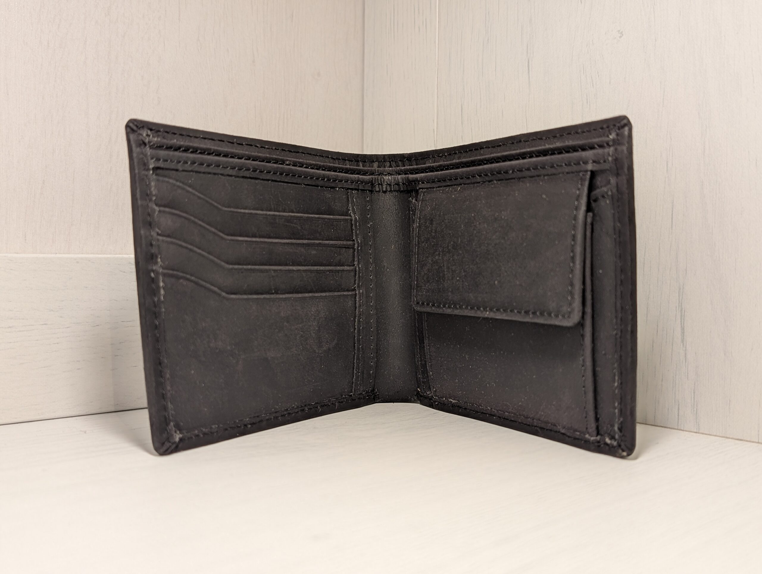 Buffalo Bifold Wallet in Black, Fair Trade from Paper High - inside