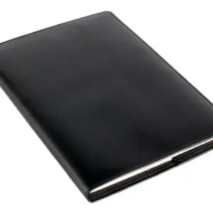 Notebook - A5 Leather Covered, Refillable, in Black - closed