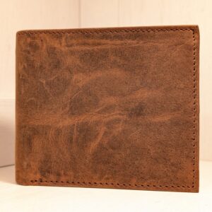 Buffalo Bifold Wallet in Brown, Fair Trade - front