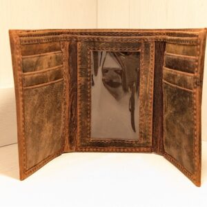 Wallet - Trifold in Brown Buffalo Leather, Fair Trade - inside