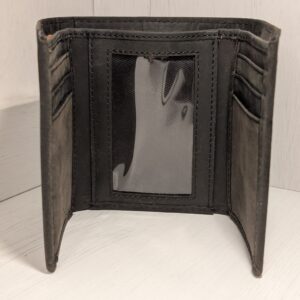 Wallet - Trifold in Black Buffalo Leather, Fair Trade - inside
