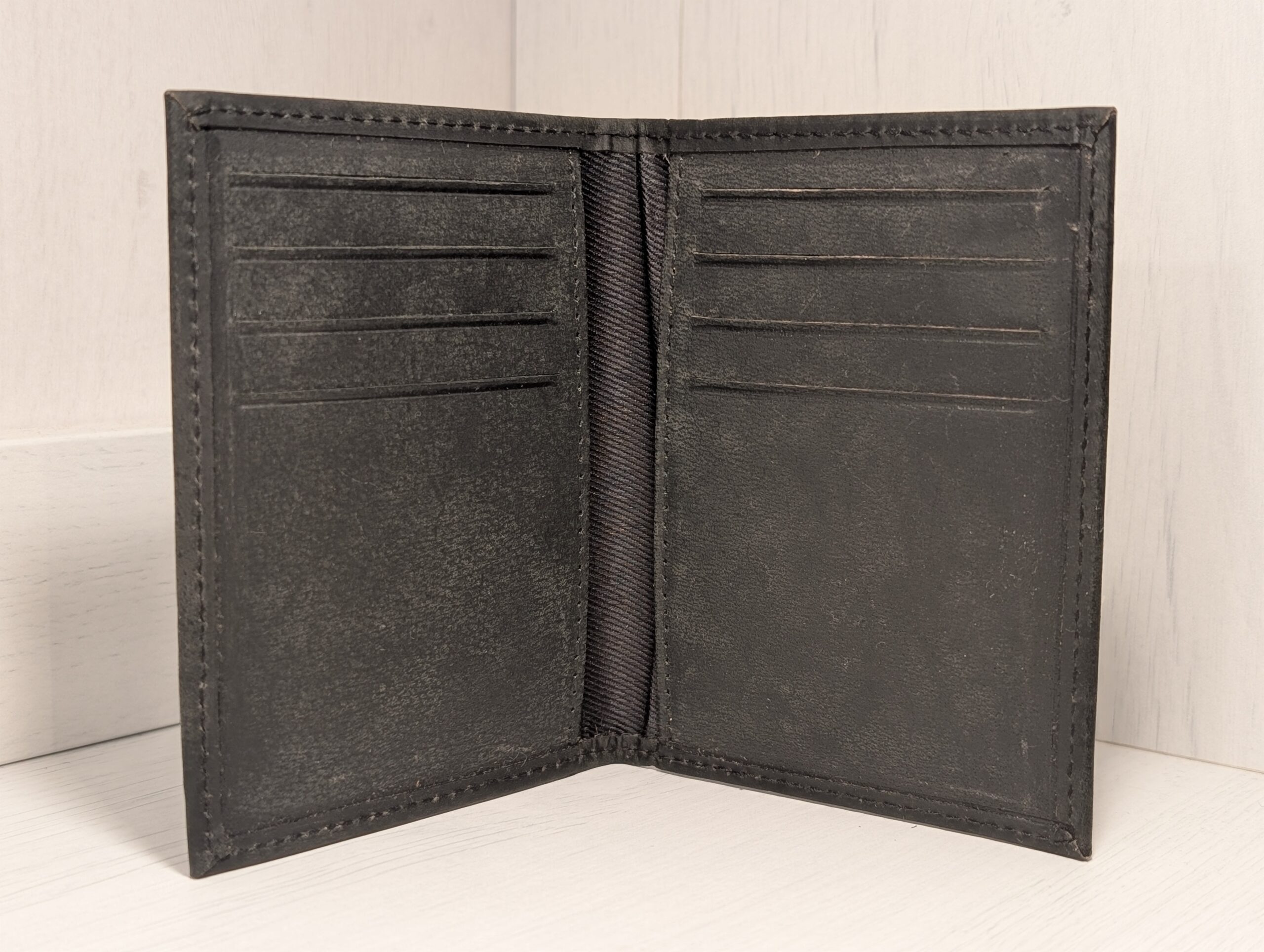 Slim Portrait Card Wallet from Paper High Fair Trade - Black inside